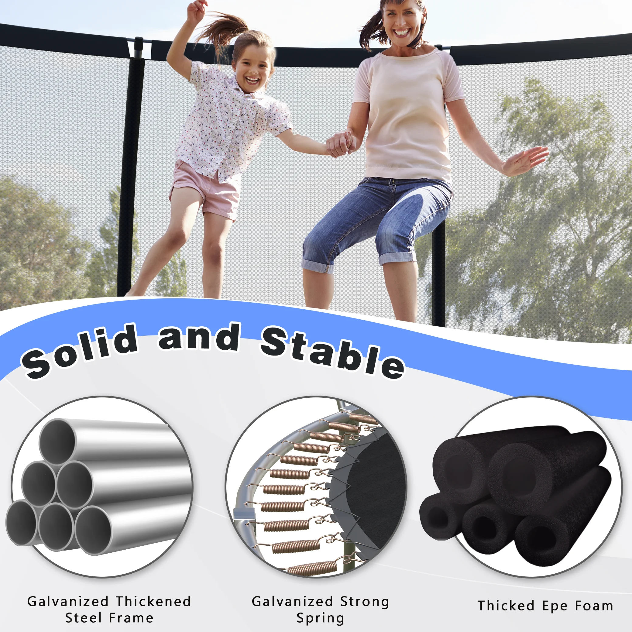 Richryce 16 FT Trampoline for Kids Adults with Safety Enclosure Net and Ladder,Outdoor Fitness Trampoline for Family, Easy Assembly