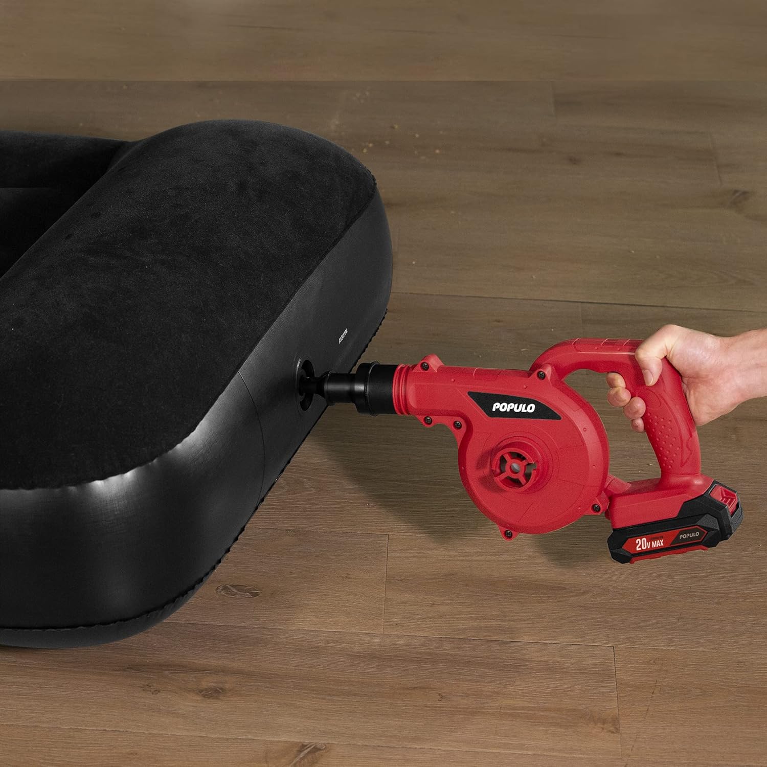 POPULO 20V Cordless Battery-Powered Leaf Blower, Lightweight and Compact Electric Blower with 2.0Ah Battery and Fast Charger Included, 150mph Wind Speed Air Blower for Lawn Care, Leaves, Snow Blowing&hellip;