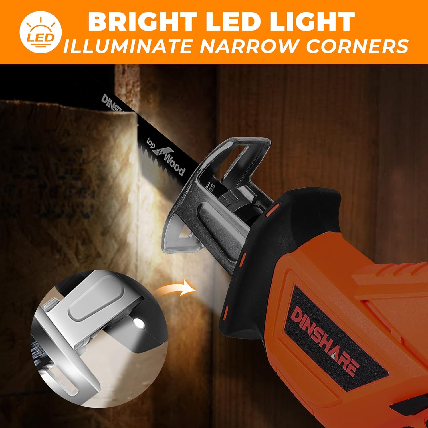 Cordless Reciprocating Saw - 20V 2.0Ah Powerful Reciprocating Saw w/High Efficient Cutting, 45 Mins Fast Charger, 6 Saw Blades, Tool-free Blade Change, Reciprocating Saw for Metal/Wood/PVC Pipe/Tree Pack of 2