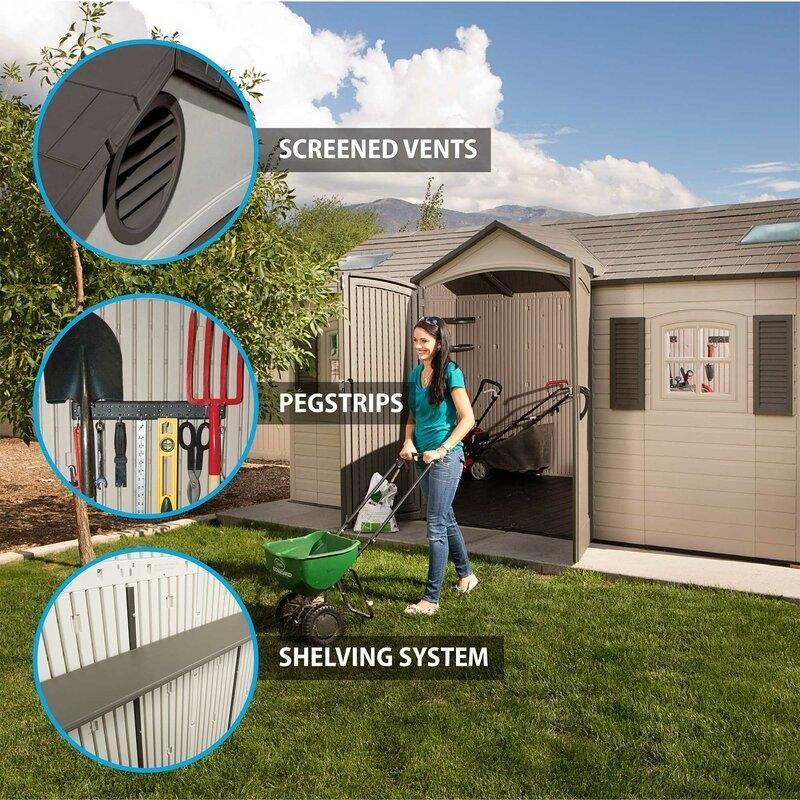 Dual Entry 15 ft. W x 8 ft. D Plastic Storage Shed