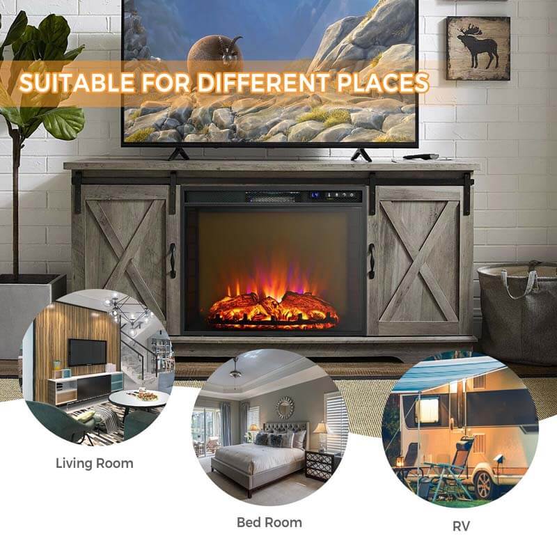 26′′ 1500W Electric Fireplace Insert, Recessed Electric Fireplace Heater with Adjustable Flame Effect