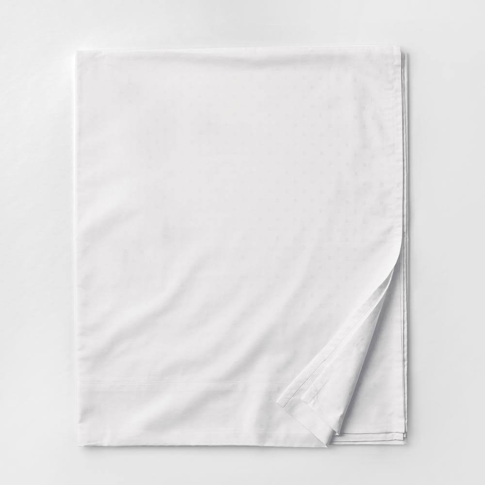 The Company Store Legends Luxury Dot White 500-Thread Count Cotton Sateen Twin Flat Sheet