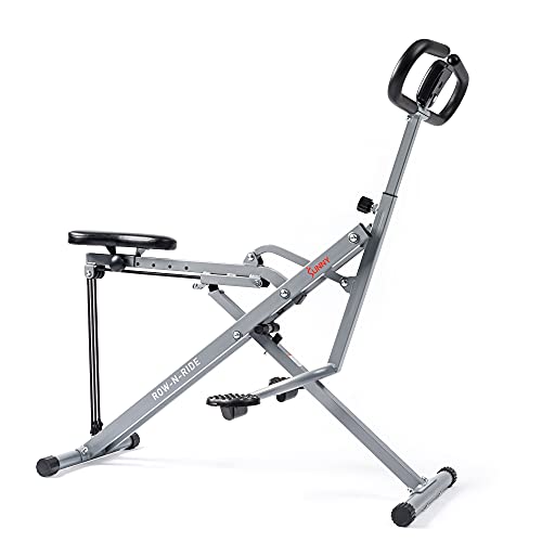 Sunny Health & Fitness Row-N-Ride Squat Assist Trainer for Glutes & Legs Workout with Adjustable Resistance, Optional Full Motion & Smart Connected Fitness App