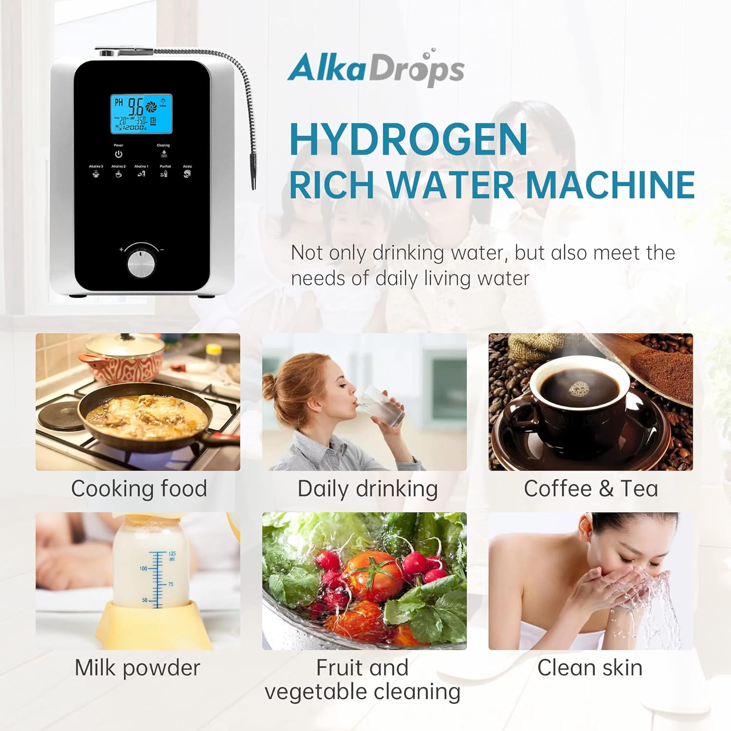 Water Ionizer and Water Purifier Machine,PH 3-11 Alkaline Acid Water Machine,Up to -800mV ORP, 8000 Liters Per Filter,11 Plate Electrode,Regulation Valve to Control PH and ORP/Auto-Cleaning