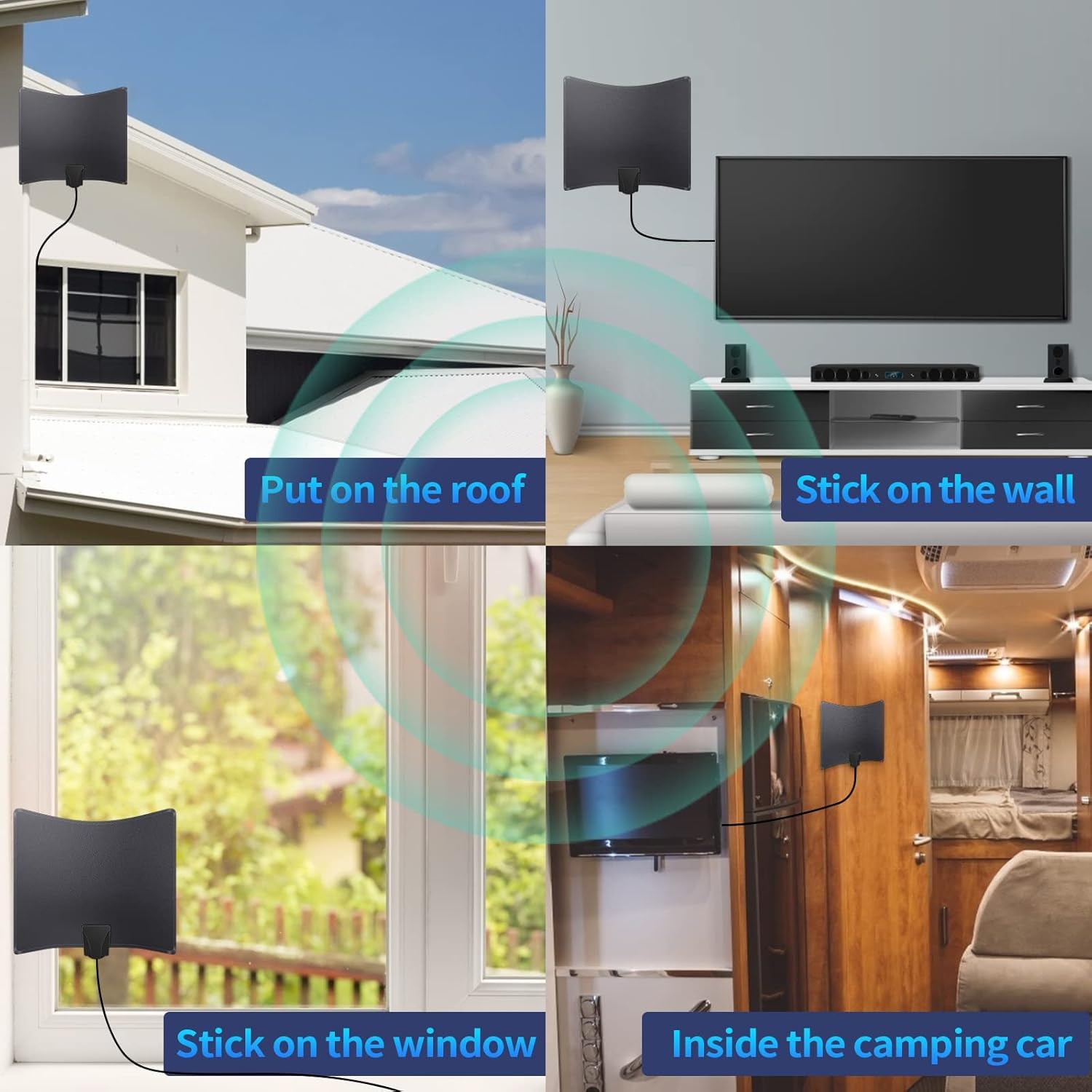 TV Antenna - Amplified HD Digital TV Antenna 350+ Miles Long Range - Portable Indoor/Outdoor Antenna Support 360&deg; Signal 4K 1080p Fire tv Stick-All Smart/Old TVs-18ft Coax Cable