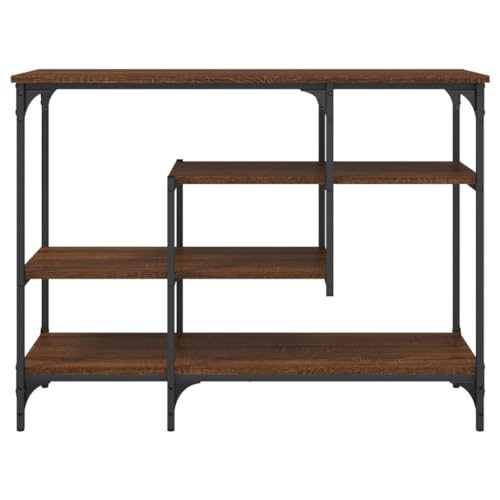 vidaXL Black Console Table - Engineered Wood Metal Frame Sofa Table with Shelves for Living Room, Entryway, Hallway