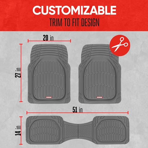Motor Trend FlexTough Floor Mats for Cars, Deep Dish All-Weather Mats, Waterproof Trim-To Fit Automotive Floor Mats for Cars Trucks SUV, Universal Floor Liner Car Accessories, Black, Full Set
