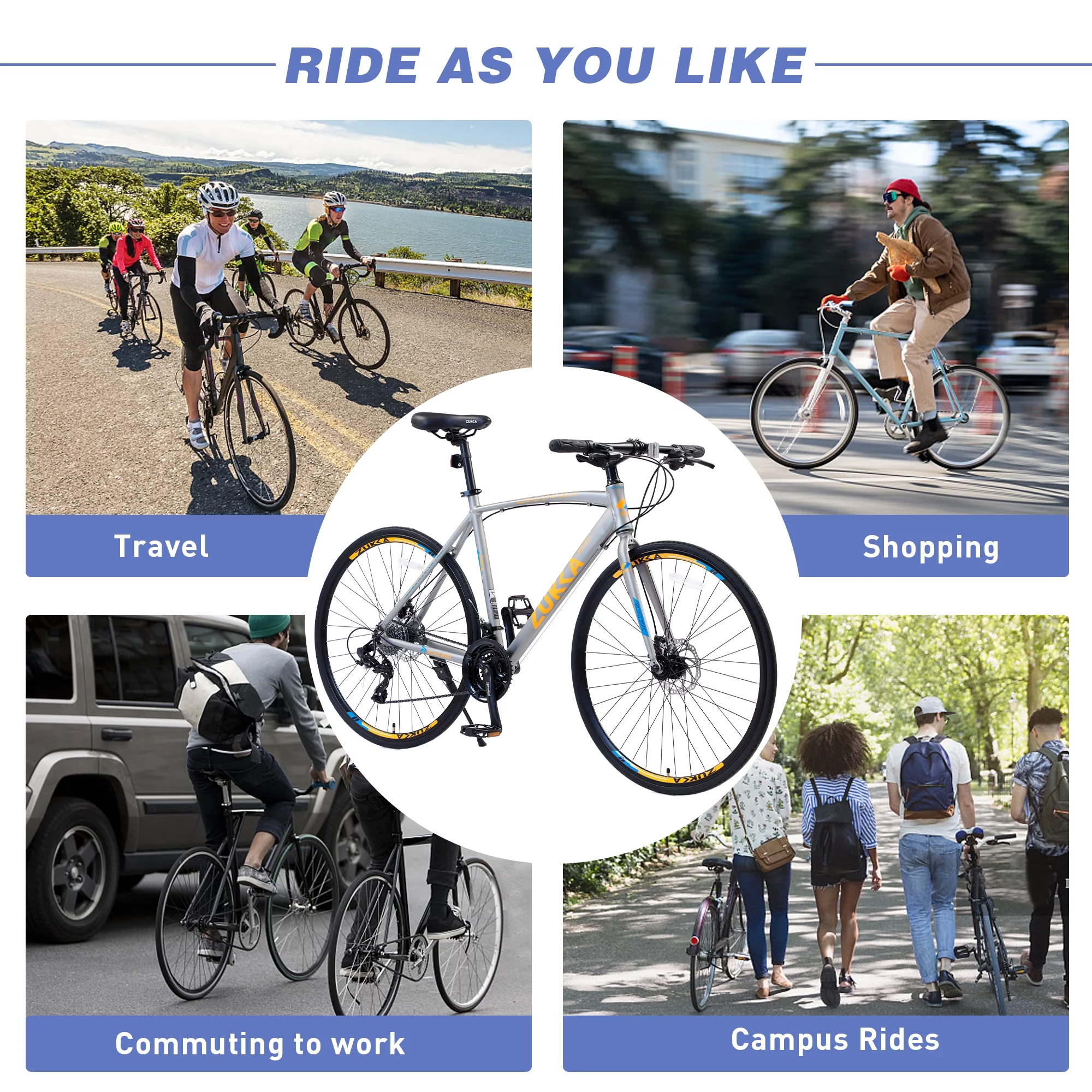 Meghna 24 Speed Hybrid Bike Disc Brake 700C Road Bike for Men Women's City Bicycle Titanium