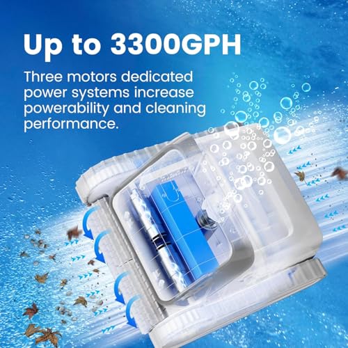 SMOROBOT Tank C1 Cordless Robotic Pool Cleaner, Pool Vacuum for Inground Pools, Strong Suction Power Pool Cleaning Robot with Wall Climbing Function, 150 min Runtime, up to 2500 Sq.ft -Gray