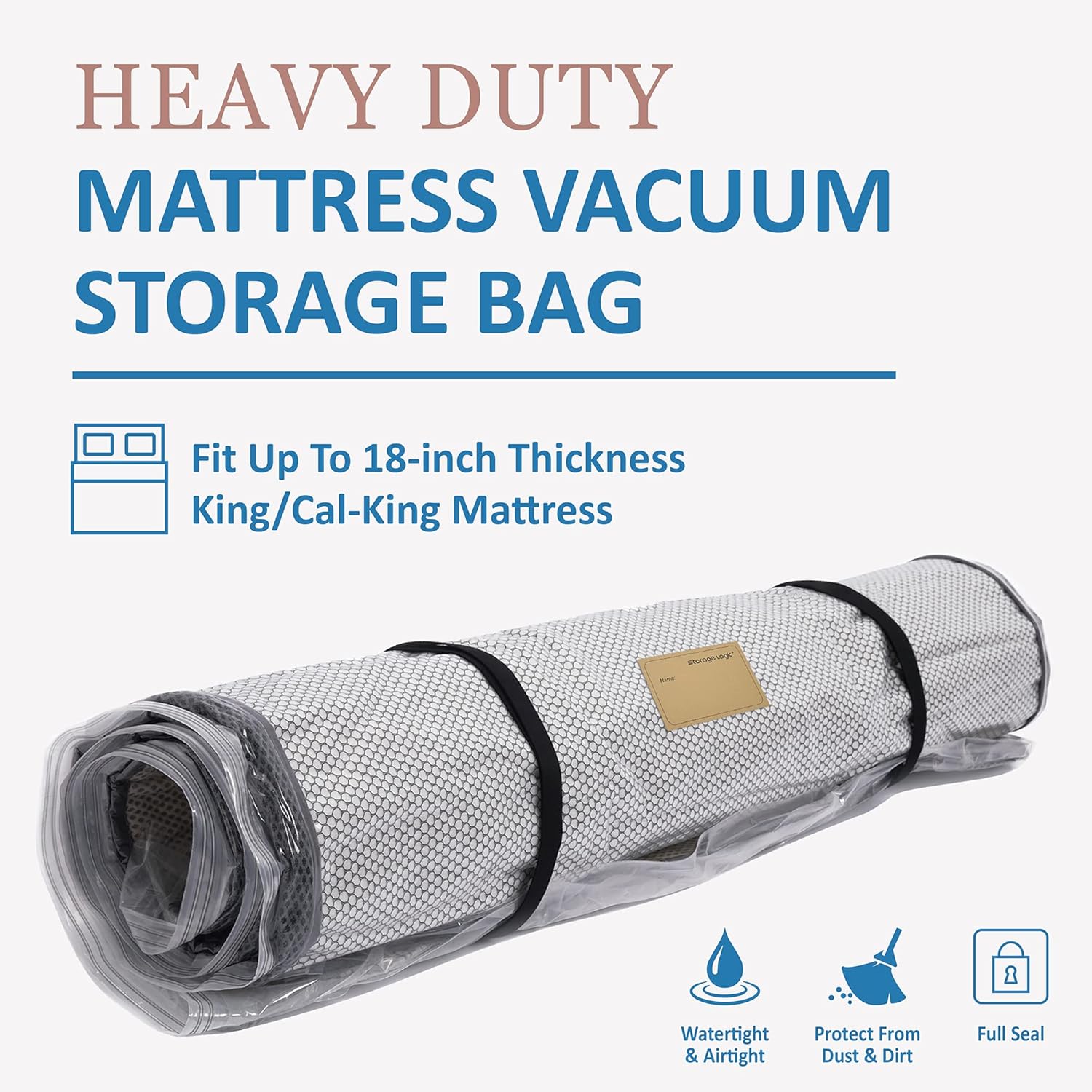 (King/Cal King) Foam Mattress Vacuum Bag 5 Name Tags, Straps Included, Mattress Vacuum Sealable Bag