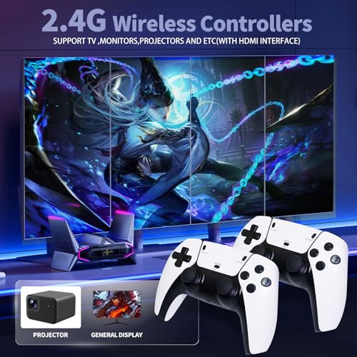 Wireless Retro Game Console Stick 4K，Retro Game Stick with Built-in 20+ Emulators, 20,000+ Games, 4k Hdmi Output & 2.4GHz Wireless Controller, Retro Game Emulators, Plug & Play TV Video Games(64G)