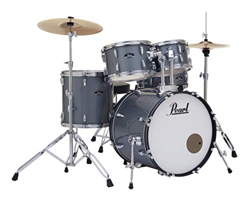 Pearl Roadshow Drum Set 4-Piece Complete Kit with Cymbals and Stands, Charcoal Metallic (RS584C/C706)