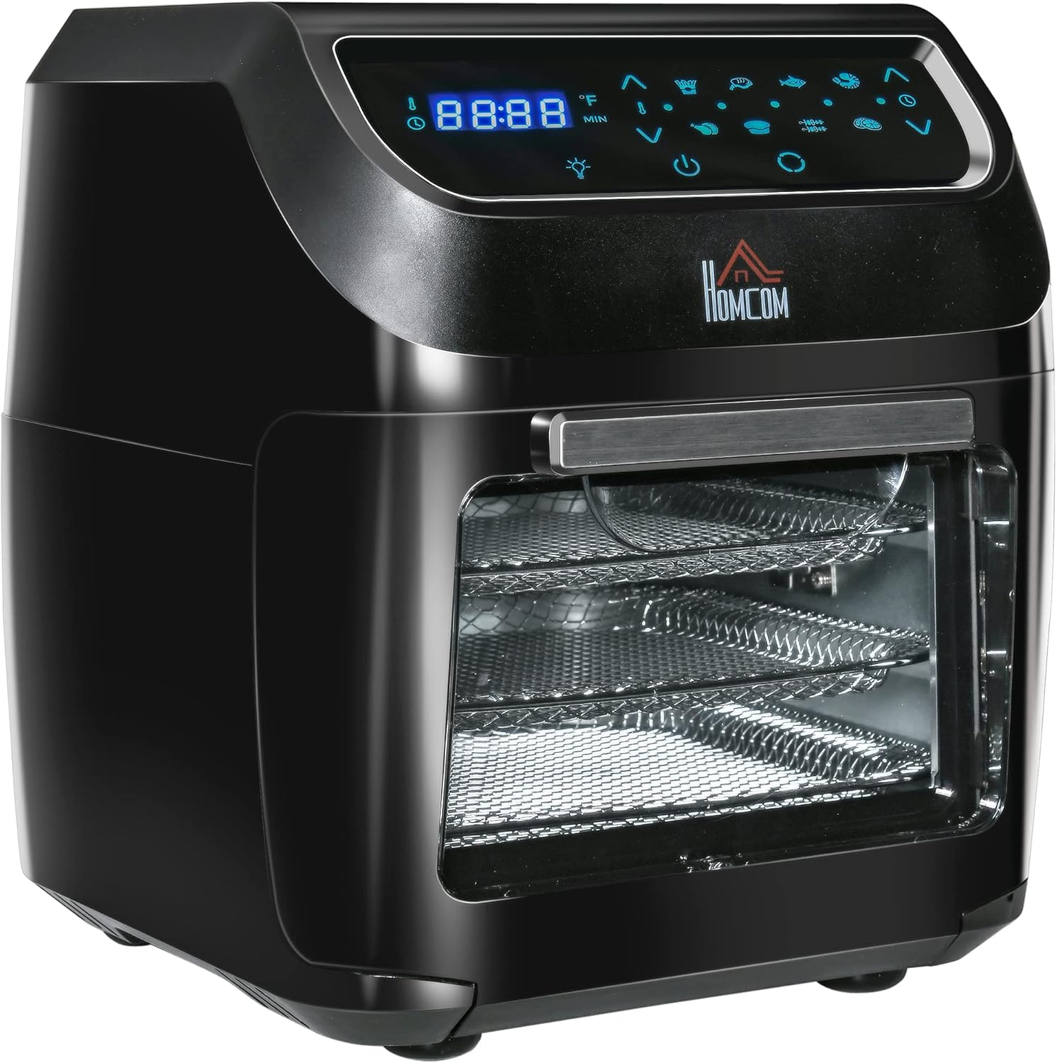 HOMCOM 12 QT Air Fry Oven, 8 In 1 Countertop Oven Combo with Air Fry, Roast, Broil, Bake and Dehydrate, 1700W with Accessories and LED Display, Black