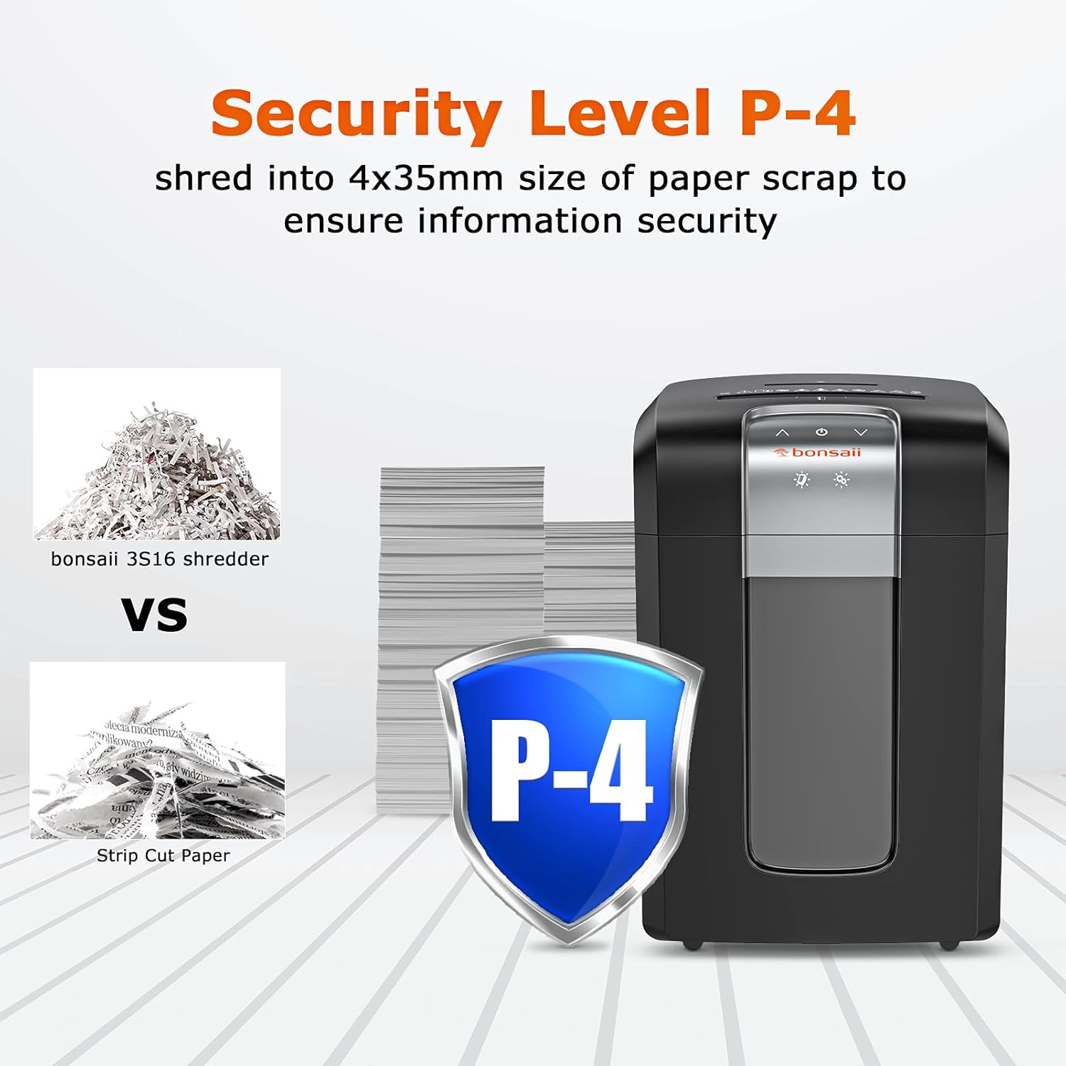 bonsaii Office Paper Shredder Heavy Duty, 240-Minute Cross-Cut Shredder Also Shred CDs/Credit Card, 18 Sheet Shredder with Jam Proof System, 7.9 Gallons Pullout Wastebasket & 4 Casters, Black (3S30)