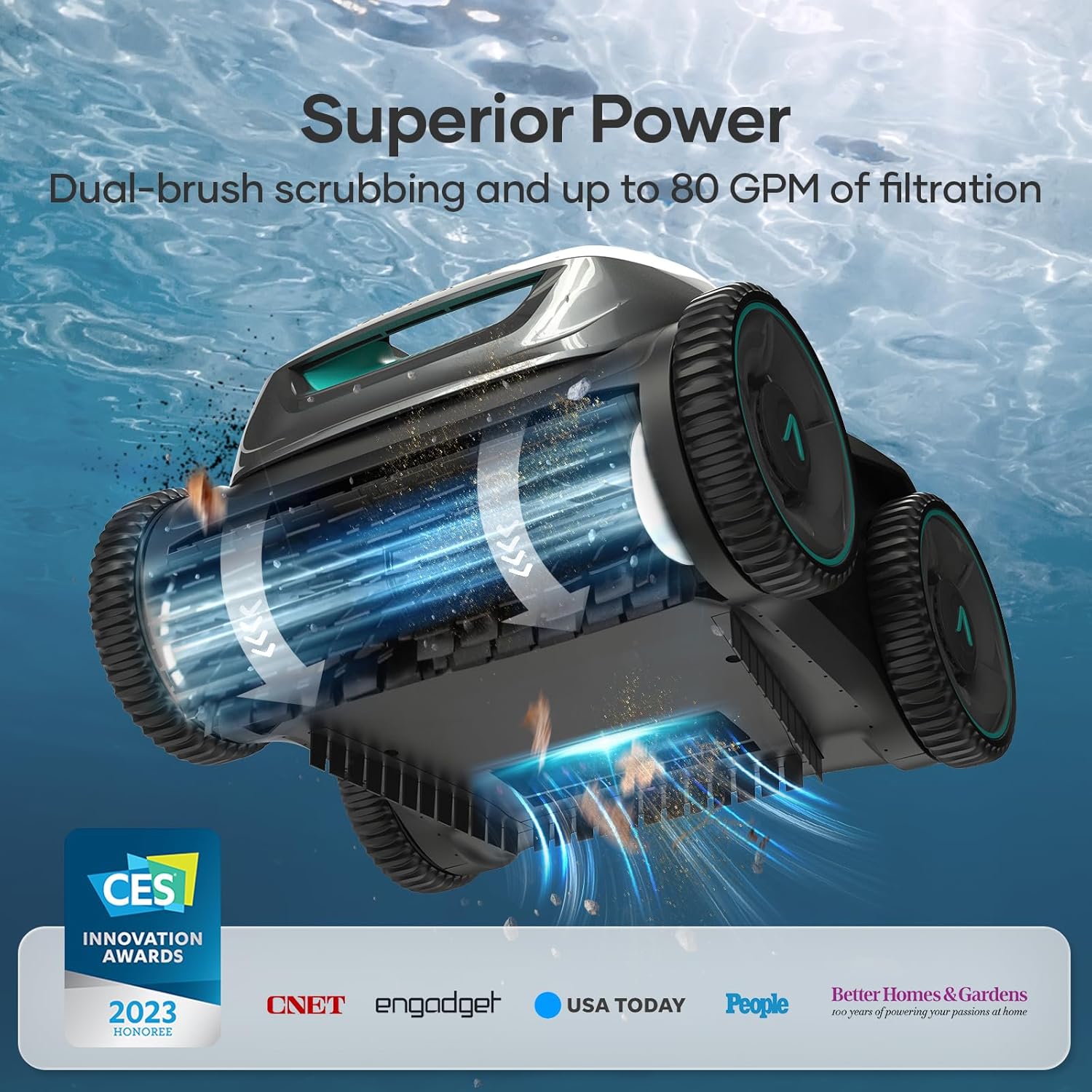 AIPER Seagull Pro Cordless Robotic Pool Vacuum Cleaner, Wall Climbing Pool Vacuum Lasts up to 150 Mins, Quad-Motor System, Smart Navigation, Ideal for In-Ground Pools up to 1,600 Sq.ft