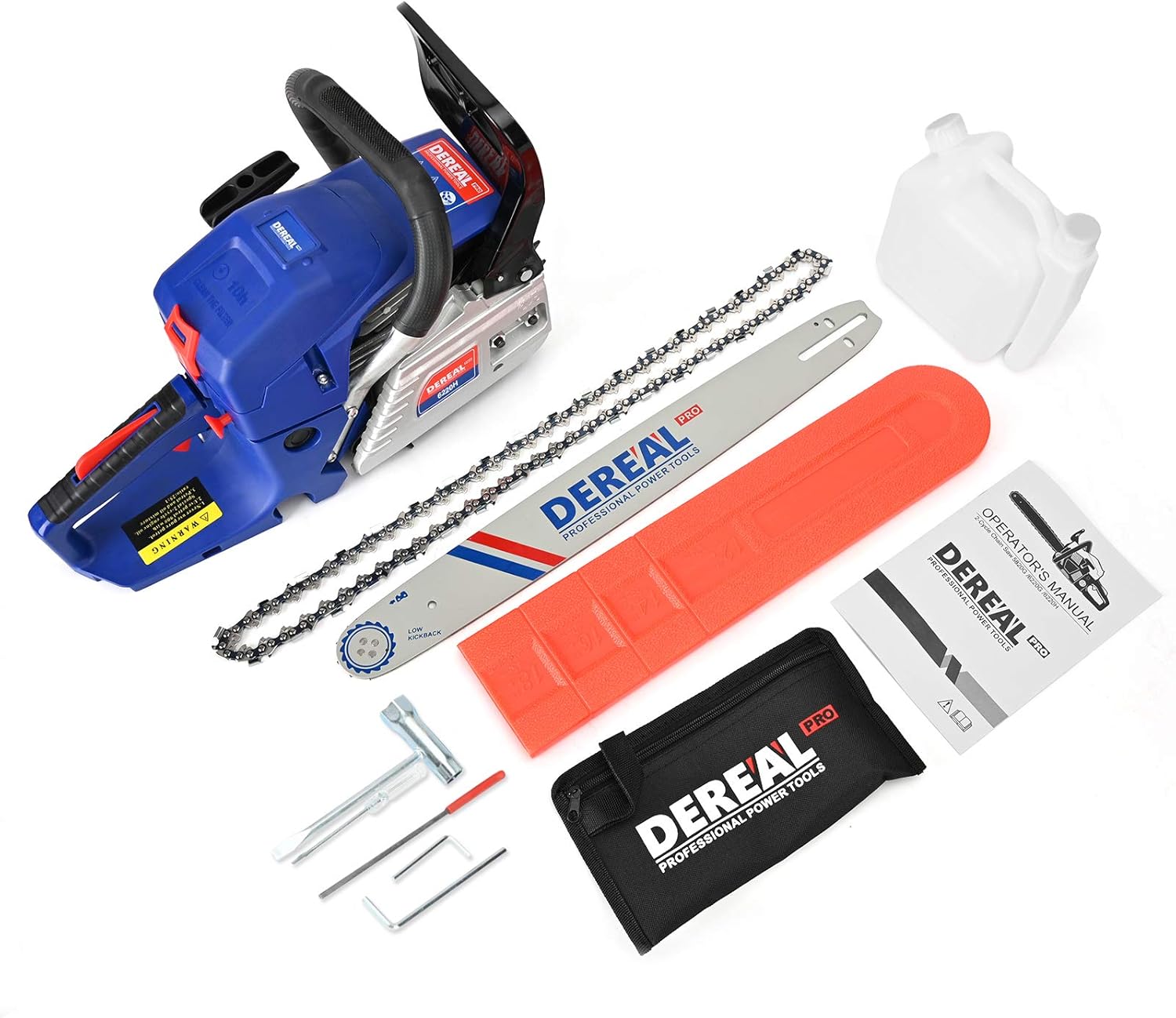 DEREAL Pro 6220H 62CC-2-Cycle Updated Version Gas-Chainsaw, 18-Inch Gas Powered Chainsaw, Cordless Petrol Gasoline Chain Saw for Trees Farm, Garden and Ranch