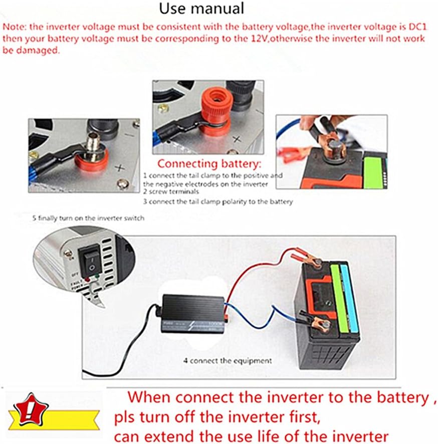 KRXNY 1000W Pure Sine Wave Power Inverter 12V DC to 110V 120V AC 60HZ with USB Port for Car/RV Home Solar System
