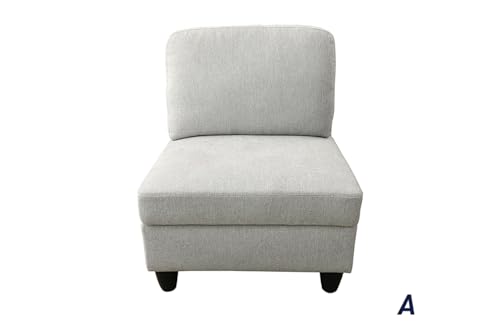 Beverly Fine Furniture Amoni 8 Piece U-Shape Modular Sectional Sofa, White Gray