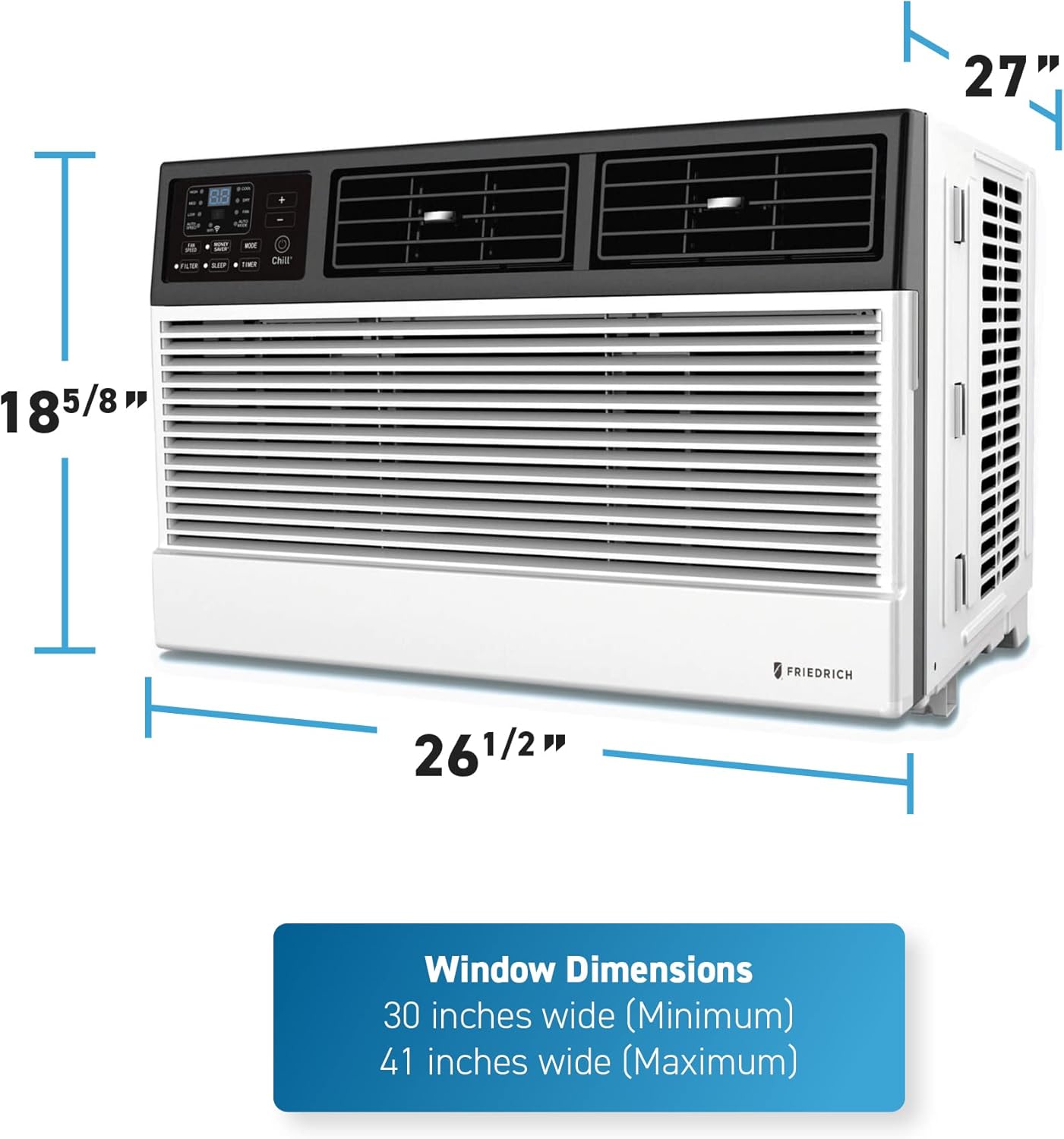 Friedrich CCW24B30B Chill Premier Smart Air Conditioner Wall & Window Unit, WiFi Mobile Control, White, Cooling Capacity (24,000 BTU)
