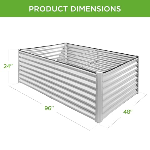 Best Choice Products 8x4x2ft Outdoor Metal Raised Garden Bed, Deep Root Planter Box for Vegetables, Flowers, Herbs, and Succulents w/ 478 Gallon Capacity - Gray