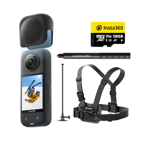 Insta360 X3 Motorcycle Kit (New Version) - Waterproof 360 Action Camera with 1/2" 48MP Sensors, 5.7K 360 Active HDR Video, 72MP 360 Photo, 4K Single-Lens, 60fps Me Mode, Stabilization