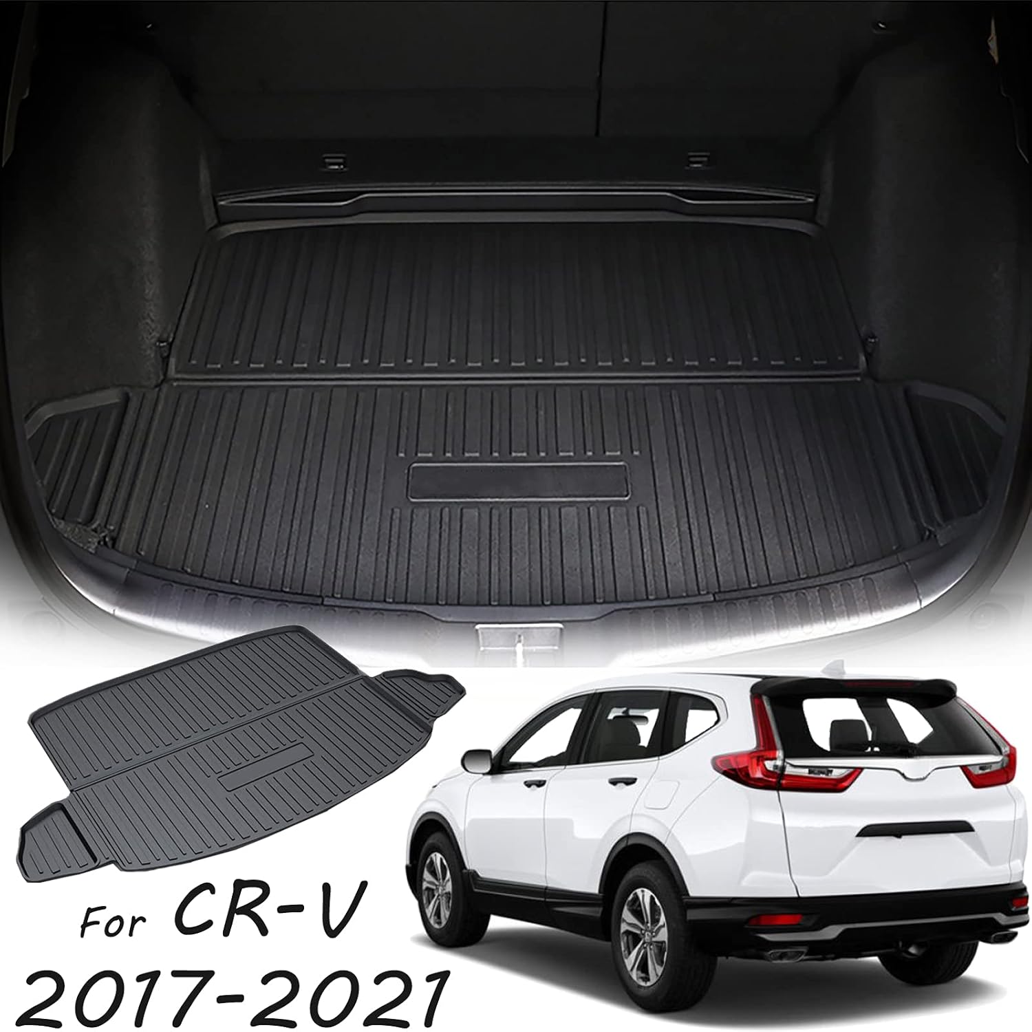 CARORMOKE Cargo Liner Trunk Mat Cargo Tray Black 2021 Compatible with 2017-2020 Honda CRV (Do Not Fit for Trunk with Subwoofer Or Honda CRV Touring)