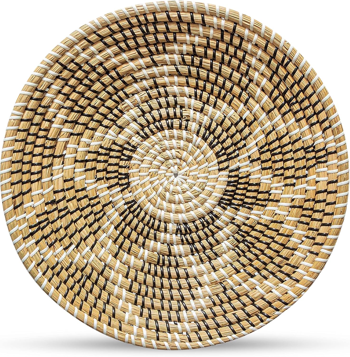ChicnChill Wall Basket Decor - Set of 9 Seagrass Boho Wall Decor, Rustic Woven Wall Hangings from Seagrass and Wicker with African Design - Indoor Wall Display