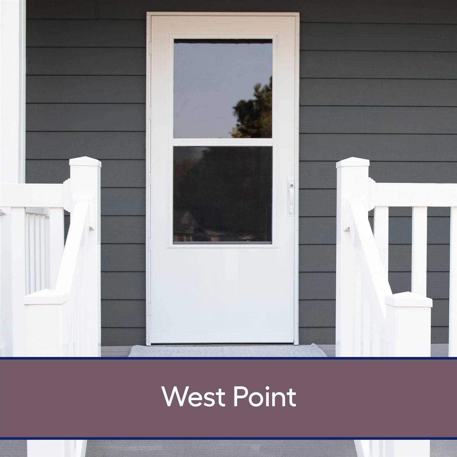 LARSON West Point 36-in x 81-in White Mid-view Self-storing Wood Core Storm Door
