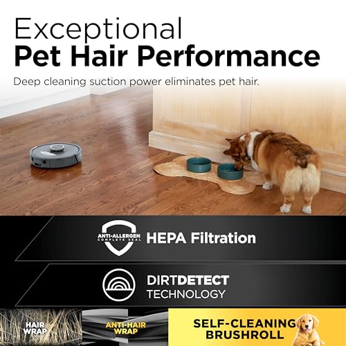 Shark RV2820AE Detect Pro Self-Empty Robot Vacuum with Bagless, 60-day Capacity HEPA Base, 3 Detect & React Technologies, Auto Deep-Clean on Carpets and Hardfloors, NeverStuck Tech, Wi-Fi Black/Bronze
