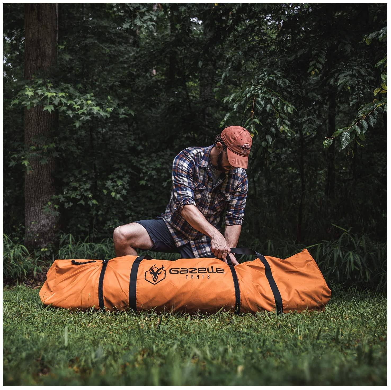 Gazelle T4 Plus 8 Person Portable Pop Up Camping Hub Tent w/Screen Room, Orange