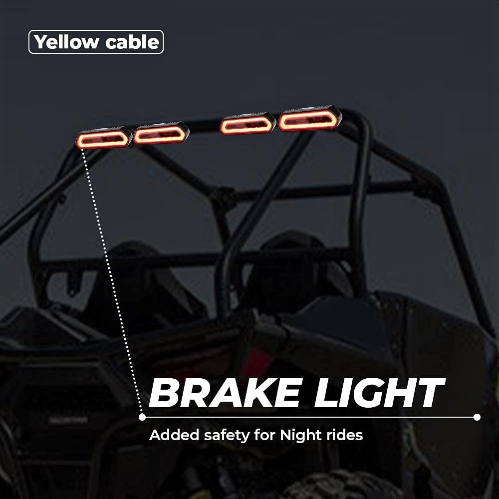 UTV Chase LED Tail Light, kemimoto Chase Brake Light Bar with 5 Modes(Strobe, Courtesy, Reverse, Running, & Brake) Compatible with Polaris RZR Ranger Can Am Maverick X3-1.75'' to 2 Roll Bar Pack of 2