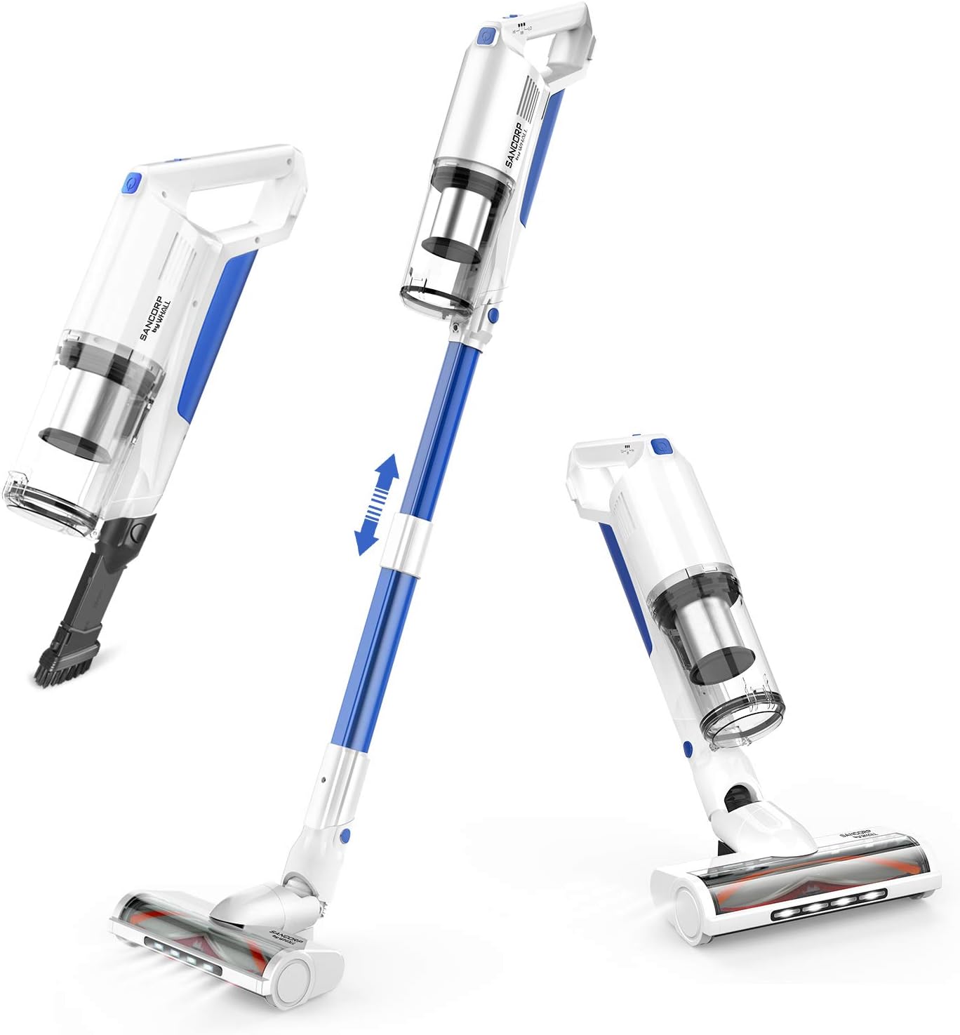 Cordless Vacuum Cleaner, whall 22Kpa Suction 250W Brushless Motor Cordless Stick Vacuum Cleaner, up to 53mins Runtime, 4 in 1 Lightweight Handheld Vacuum for Home Hard Floor Carpet Pet Hair