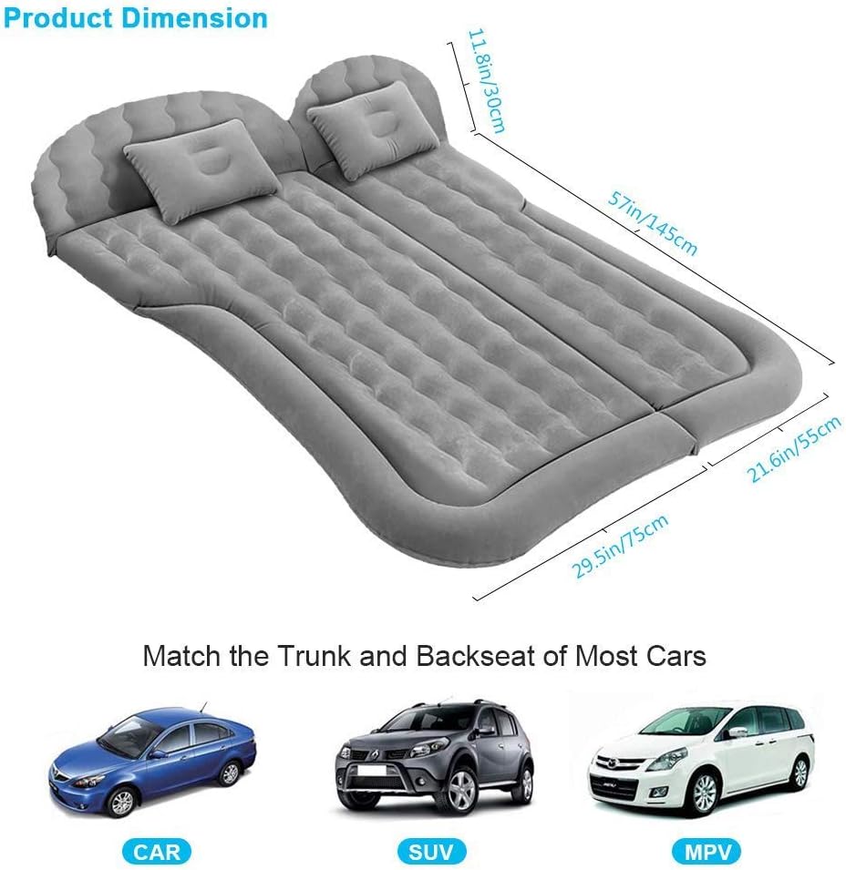 Car Air Mattress Auto Inflatable Car Bed Large SUV Mattress Camping Sleeping Bed for Kid Adult, SUV Inflatable Air Pad with Pump for Automobile Back Seat Trunk Traveling Tent
