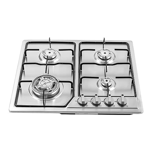 22″x20″ Built in Gas Cooktop 4 Burners Stainless Steel Stove NG/L-P-G Gas Hob Cooktop Kitchen Built-In Cook Stove Easy to Clean