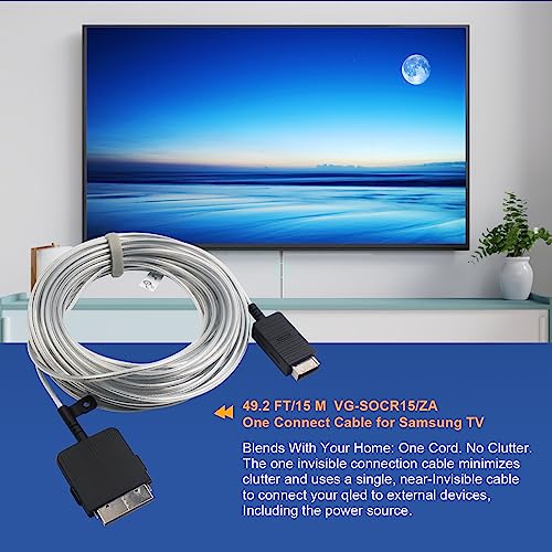 49.2ft/15m One Invisible Connection Optical Cable (Newest Model) VG-SOCR15/ZA for Samsung TV QN43-85 inches LS03CA LS03BA LS03AA QLED 4K The Frame TVs