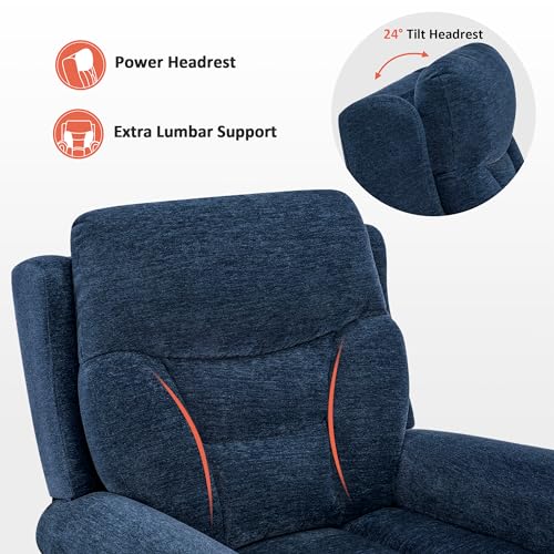 MCombo Triple Motor Power Lift Recliner Chair with Massage and Lumbar&seat Heating, Rolled Arms, Adjustable Headrest for Elderly People, Fabric 7888 (Coffee, Medium)