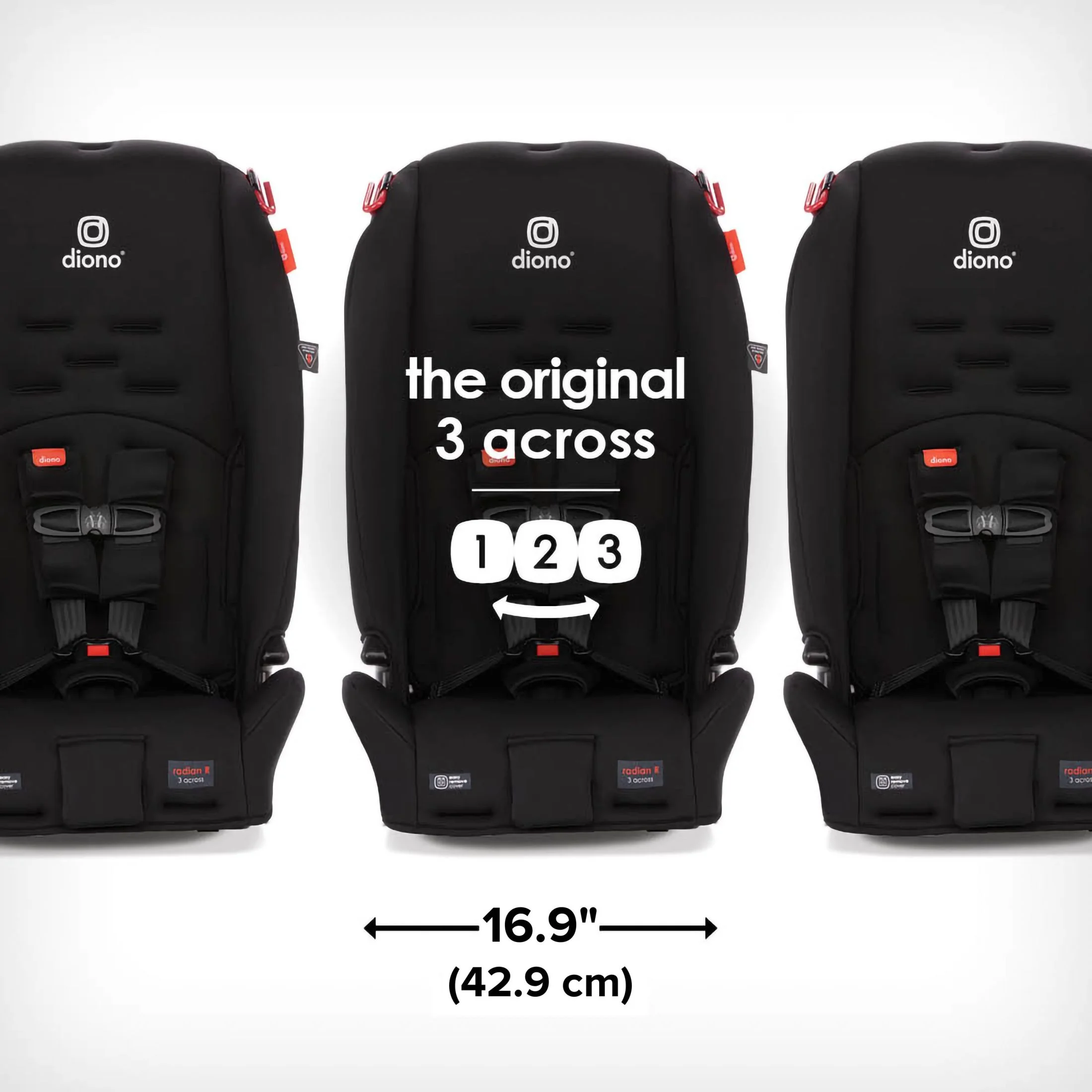 Diono Radian 3R All-in-One Convertible Car Seat, Slim Fit 3 Across, Black