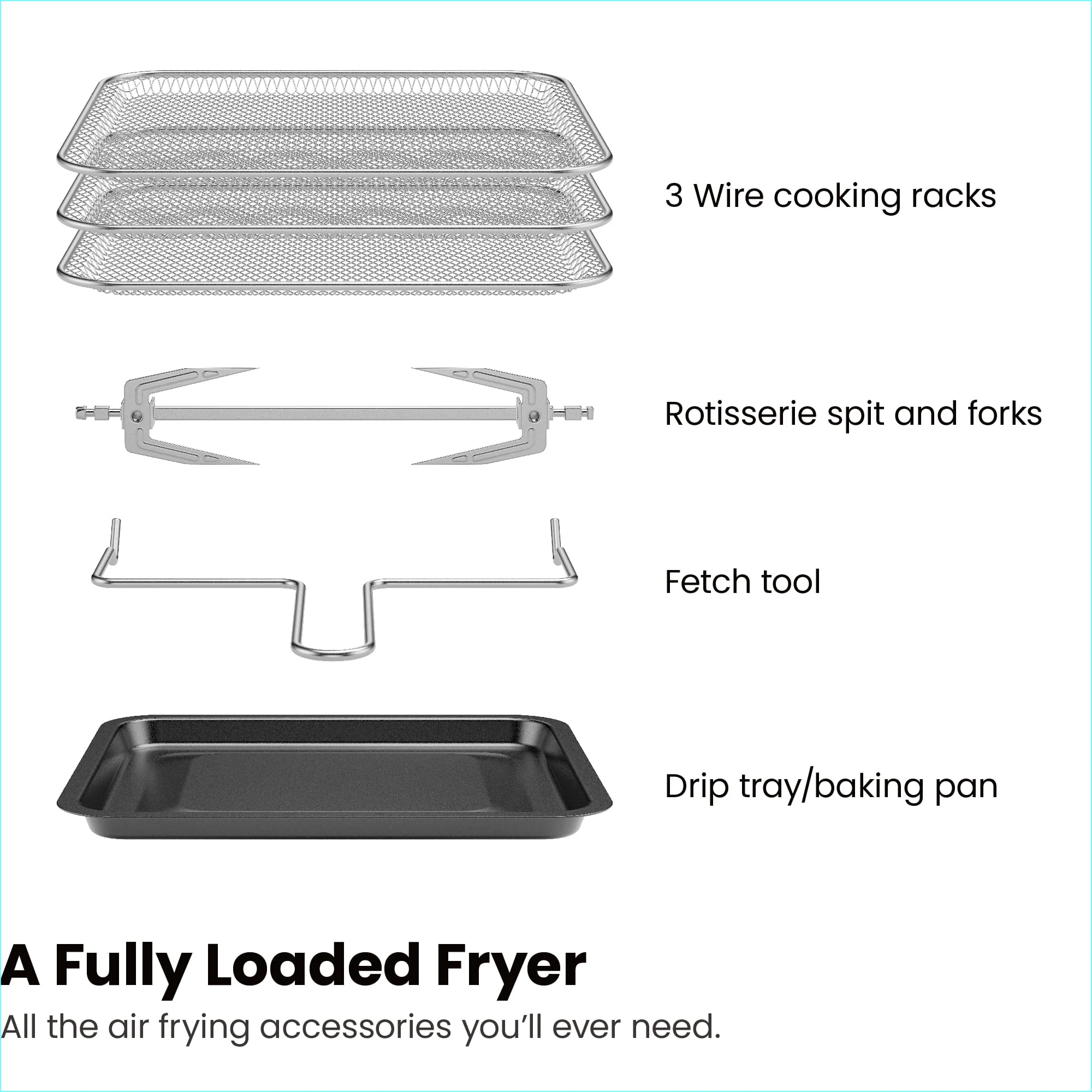 Chefman Multifunctional Digital 10 Qt. Air Fryer+ Rotisserie, Fry, Roast & Bake, 17 Presets - Black, New
