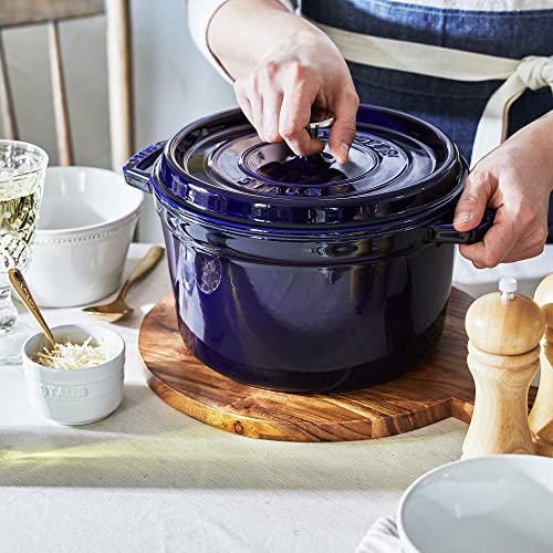 STAUB Cast Iron Dutch Oven 4-qt Round Cocotte, Made in France, Serves 3-4, Matte Black
