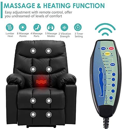 IPKIG Power Lift Chairs Recliners for Elderly with Massage and Heated, Linen Fabric Lift Recliner Chair with USB Ports, Massage Remote and Side Pocket for Living Room, Home Theater Seat (Grey)