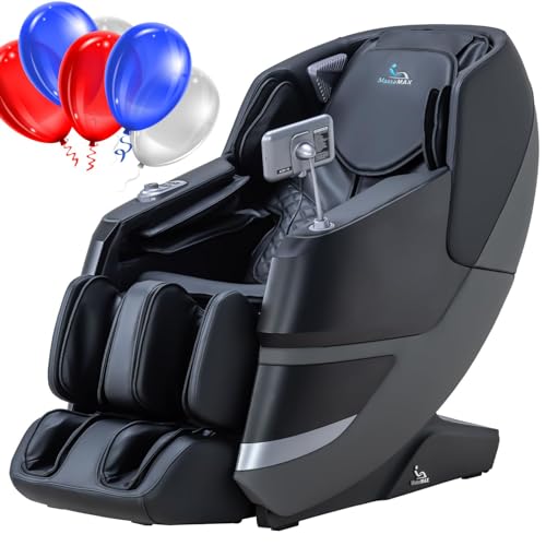 MassaMAX 2024 4D Massage Chair, Full Body Shiatsu Recliner with Electric Extendable Footrest, Zero Gravity, SL Track, Deep Yoga Stretch, Foot Rollers, and Heating (Magic Black)