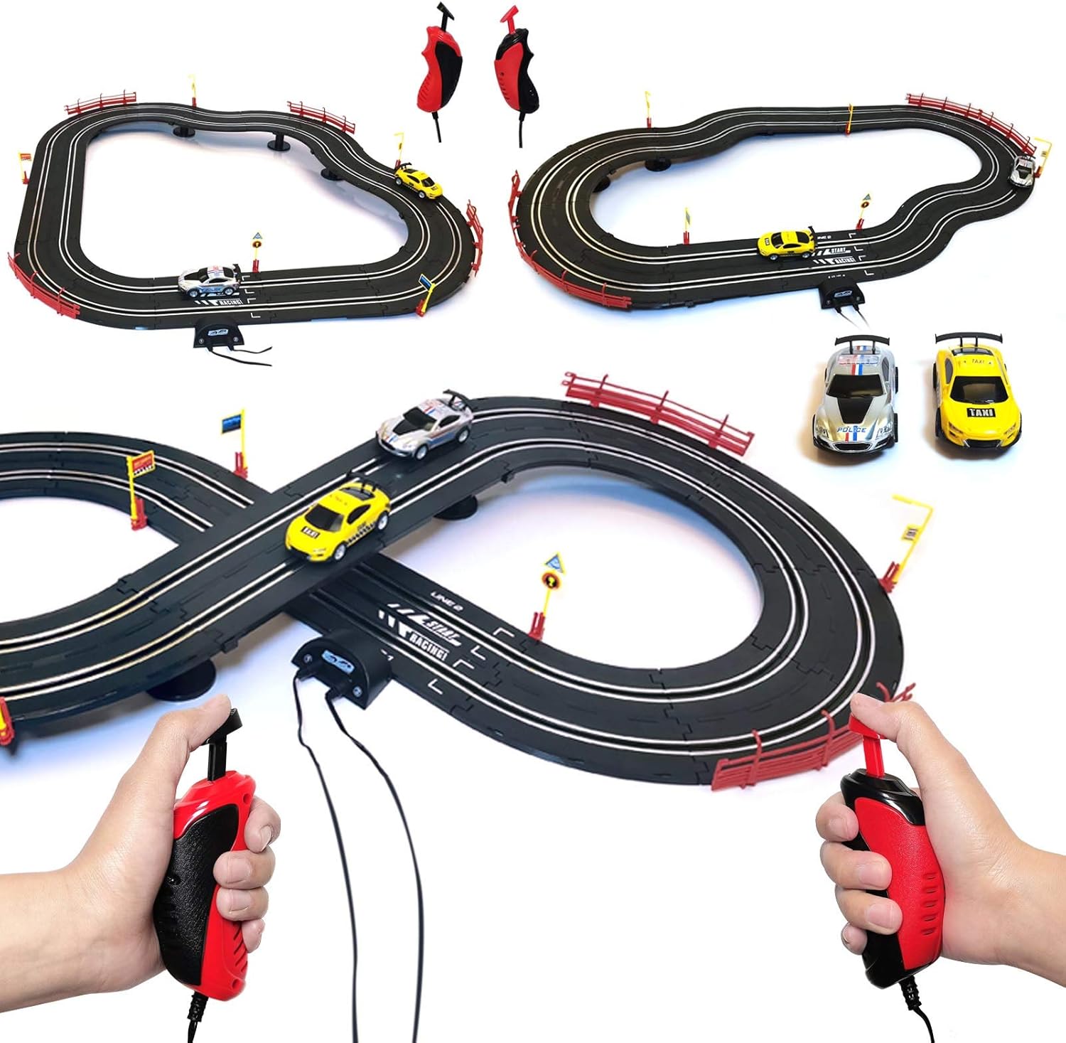 Electric Racing Track Set for Kids High Speed Slot Cars 1:43 Scale Dual Race Track with 2 Controllers for Boys 8-16 Years Old Children Gifts
