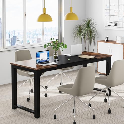 Tribesigns Modern Computer Desk, 63 x 31.5 inch Large Executive Office Desk Computer Table Study Writing Desk Workstation for Home Office, Spliced Desktop, White