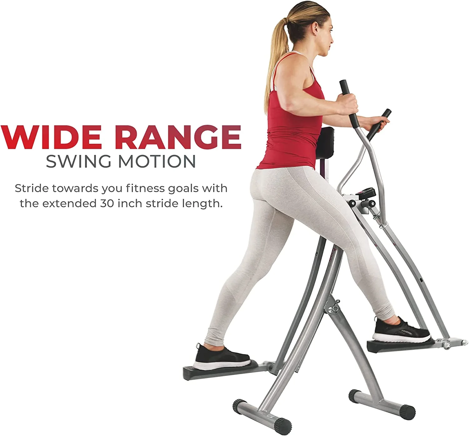 Air Walk Trainer Elliptical Machine Glider w/LCD Monitor, 220 LB Max Weight and 30 Inch Stride