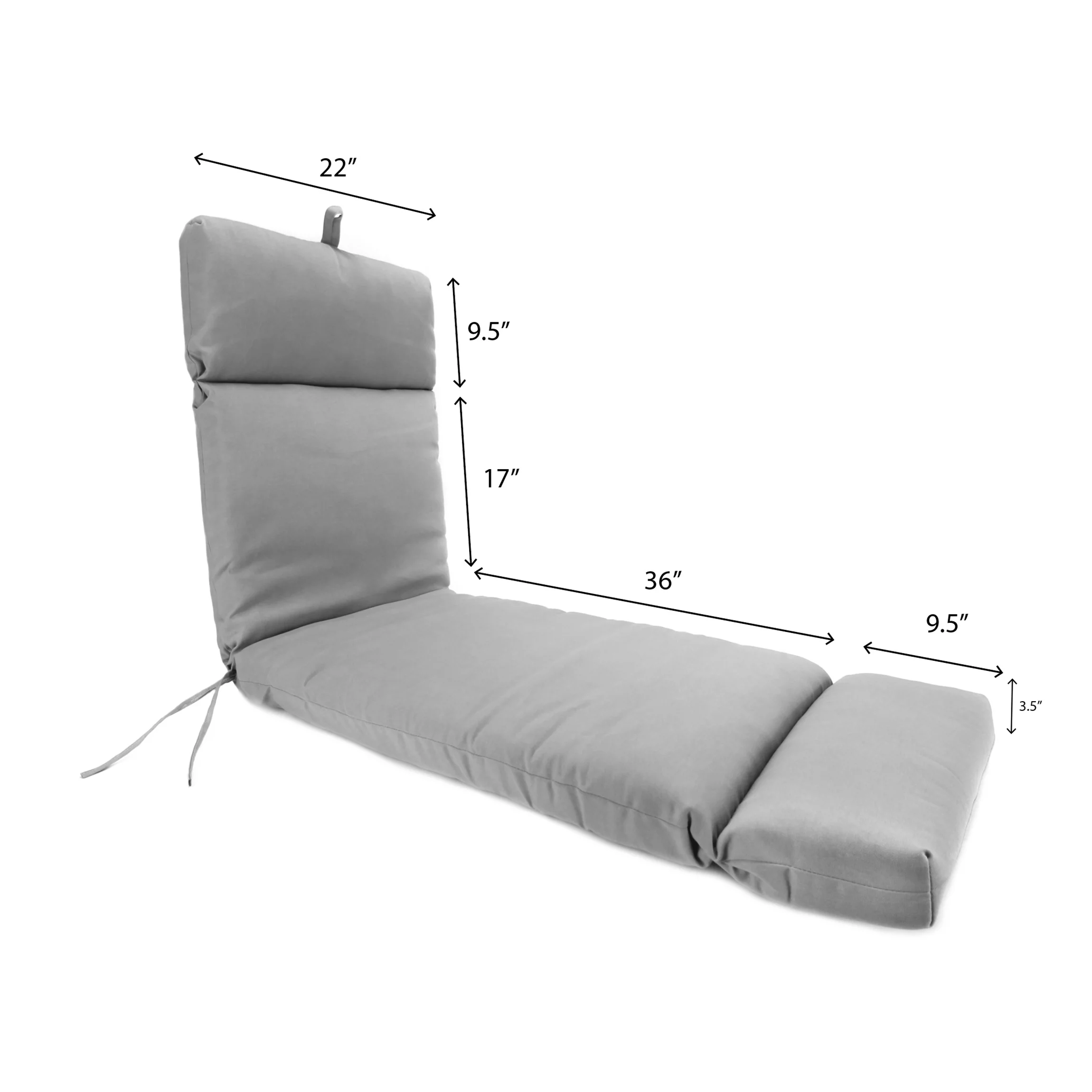 Jordan Manufacturing Sunbrella 72" x 22" Canvas Macaw Green Solid Rectangular Outdoor Chaise Lounge Cushion with Ties and Hanger Loop