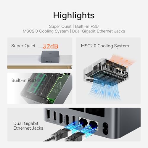 Beelink Mini PC EQR5 5825U AMD Ryzen 7 Processor(8C/16T, up to 4.5GHz), Micro Computer 16GB DDR4 500GB SSD Built-in PSU, Mini Computers Dual HDMI/4K 60Hz/WiFi6/BT5.2 Home/Office/HTPC
