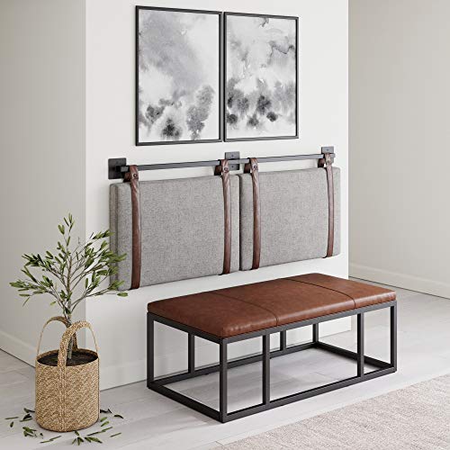Nathan James Harlow Modern Wall Mount Hanging Headboard, Queen, Brown Faux Leather