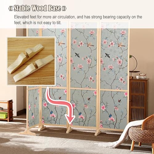Portable Room Separators Divider Wall, 4 Panel Privacy Partition Rustic Folding Screen for Studio Apartment, Commercial Hotels Dressing Screen for Home Office Bedroom (Size : 1.8m/6ft Tall)
