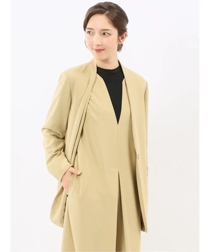 Stretch Washable Woolish No Collar Jacket