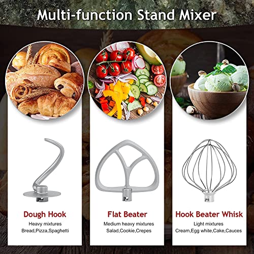 COOKLEE Stand Mixer, 9.5 Qt. 660W Electric Kitchen Mixer with Dishwasher-Safe Dough Hooks, Flat Beaters, Wire Whip & Pouring Shield Attachments for Most Home Cooks, Silver